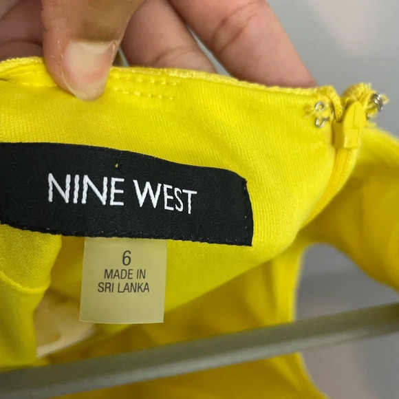 Nine West Sunshine Yellow Fit Flare Summer Dress Bright Bold size 6 - Picture 5 of 10